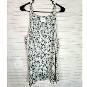 CAbi Terrace Cami Blouse Black White Gray Moody Floral, sz Large